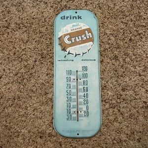 Vintage Orange Crush thermometer sign